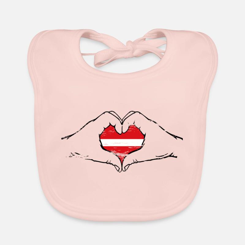 Drapeau de Lettonie en forme de coeur utilisé Bavoir bio Bébé
