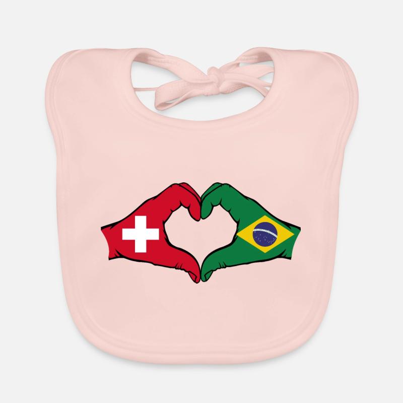 Schweiz Brasilien Herzform mit Hände Baby Bio-Lätzchen