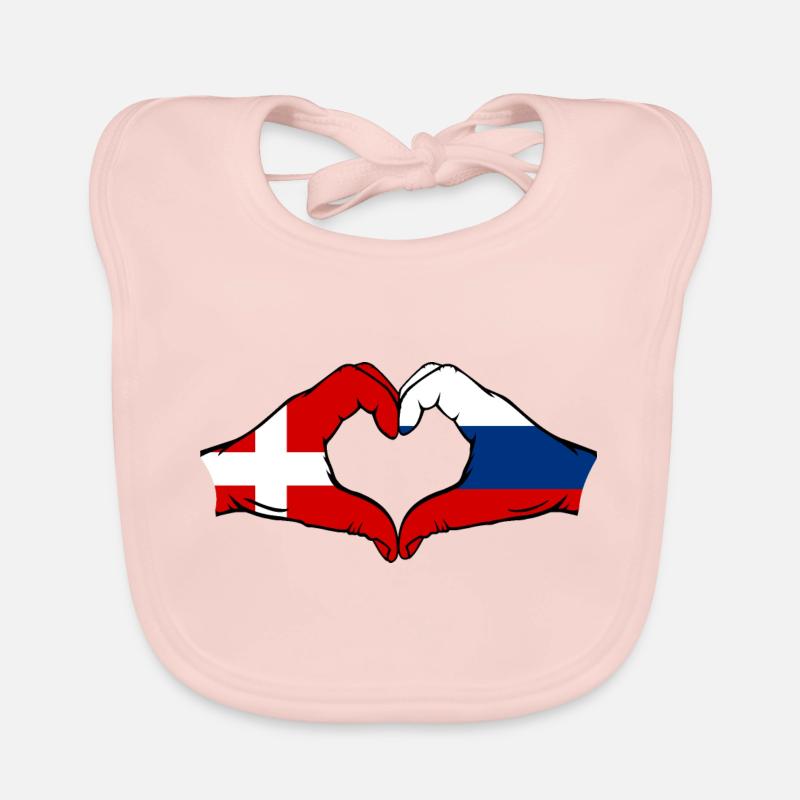 Danemark Russie Forme de coeur avec les mains Bavoir bio Bébé