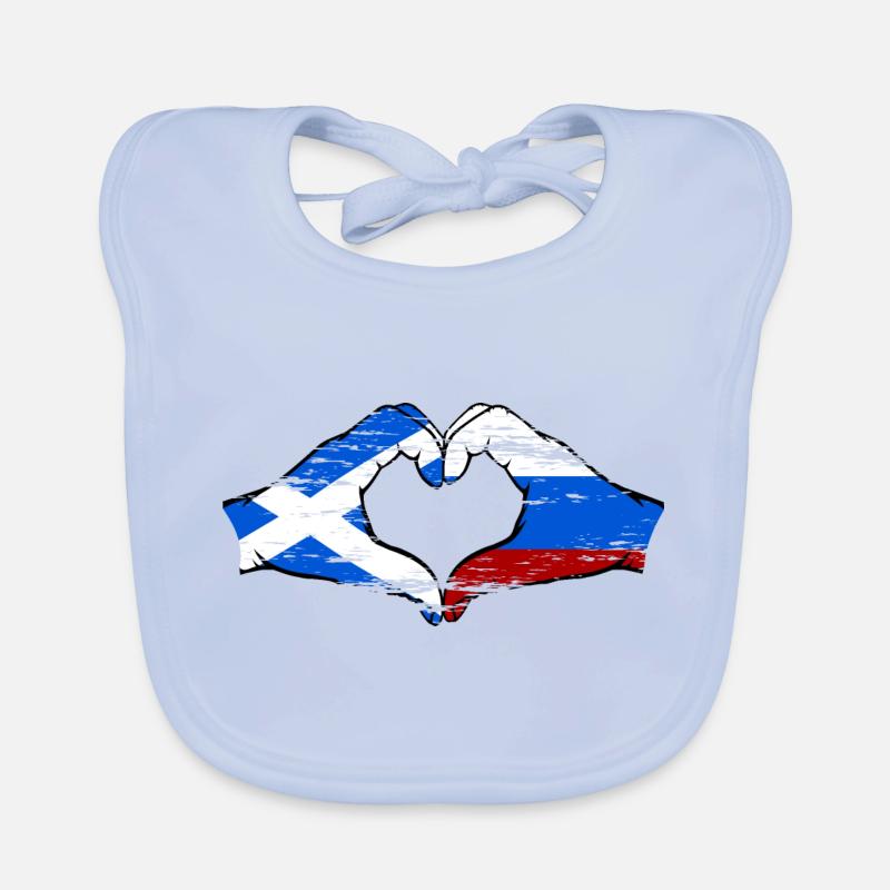 Ecosse Russie Drapeau Mains Coeur Forme D’occasion Bavoir bio Bébé