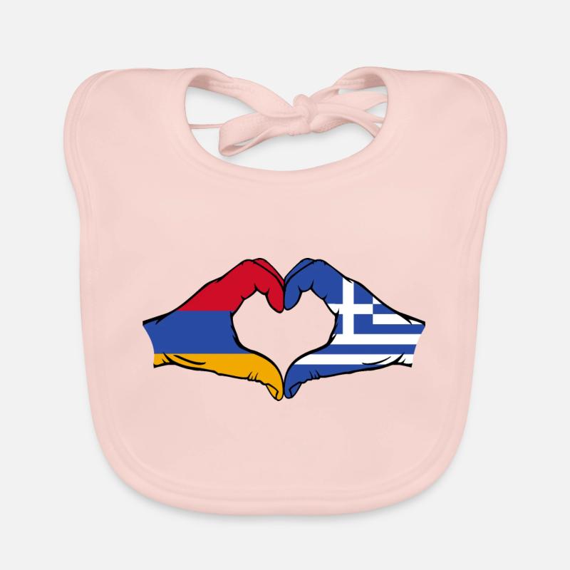 Arménie Grèce Drapeau Mains Coeur Forme Bavoir bio Bébé