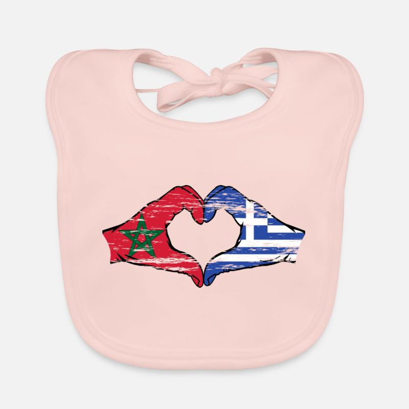 Drapeau du Maroc Grèce Mains Coeur Forme Utilisé Bavoir bio Bébé
