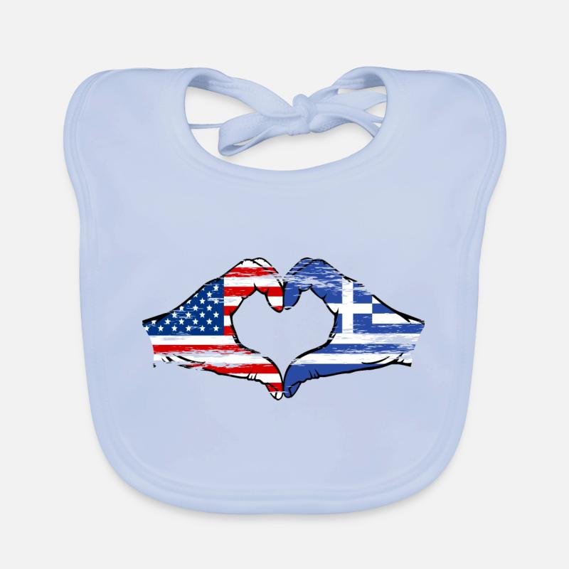 USA Grèce Drapeau Mains Coeur Forme Utilisé Bavoir bio Bébé