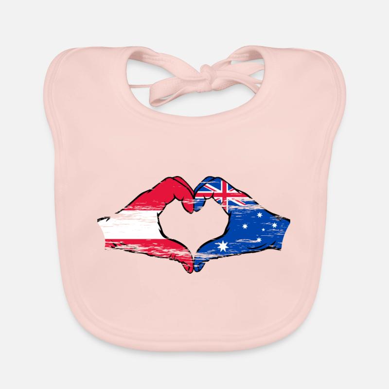Autriche Australie Drapeau Coeur Forme Bavoir bio Bébé