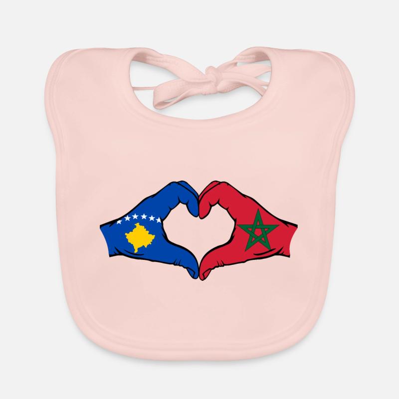 Kosovo Maroc Drapeau Mains Coeur Forme Bavoir bio Bébé