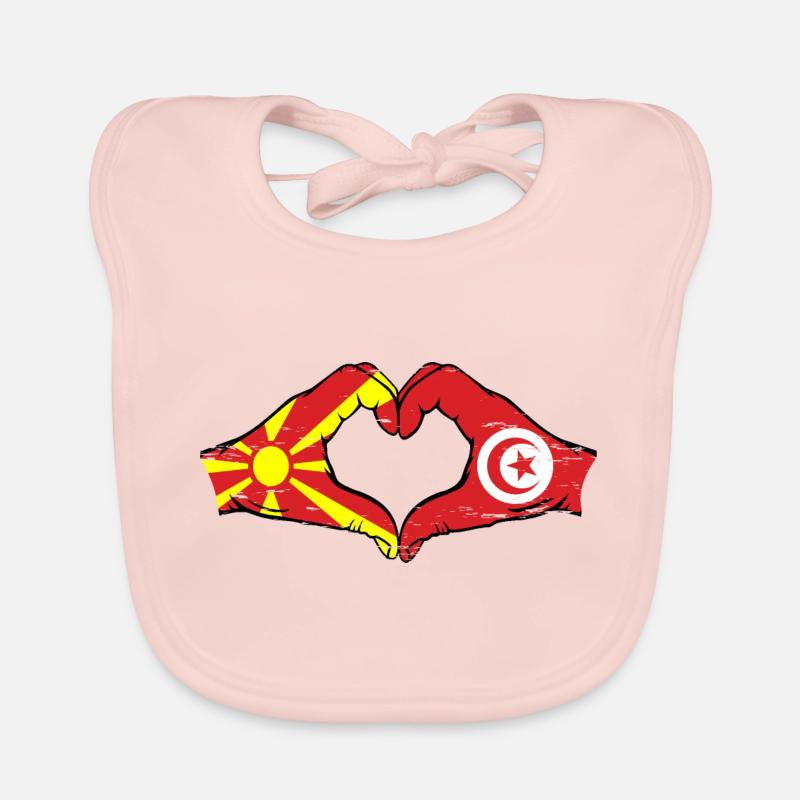 Macédoine Tunisie drapeau mains forme de coeur utilisé Bavoir bio Bébé