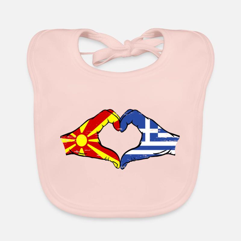 Macédoine Grèce Drapeau Mains Coeur Forme Utilisé Bavoir bio Bébé