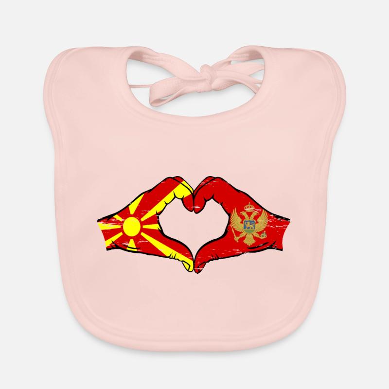 Macédoine Monténégro drapeau mains forme de coeur utilisé Bavoir bio Bébé