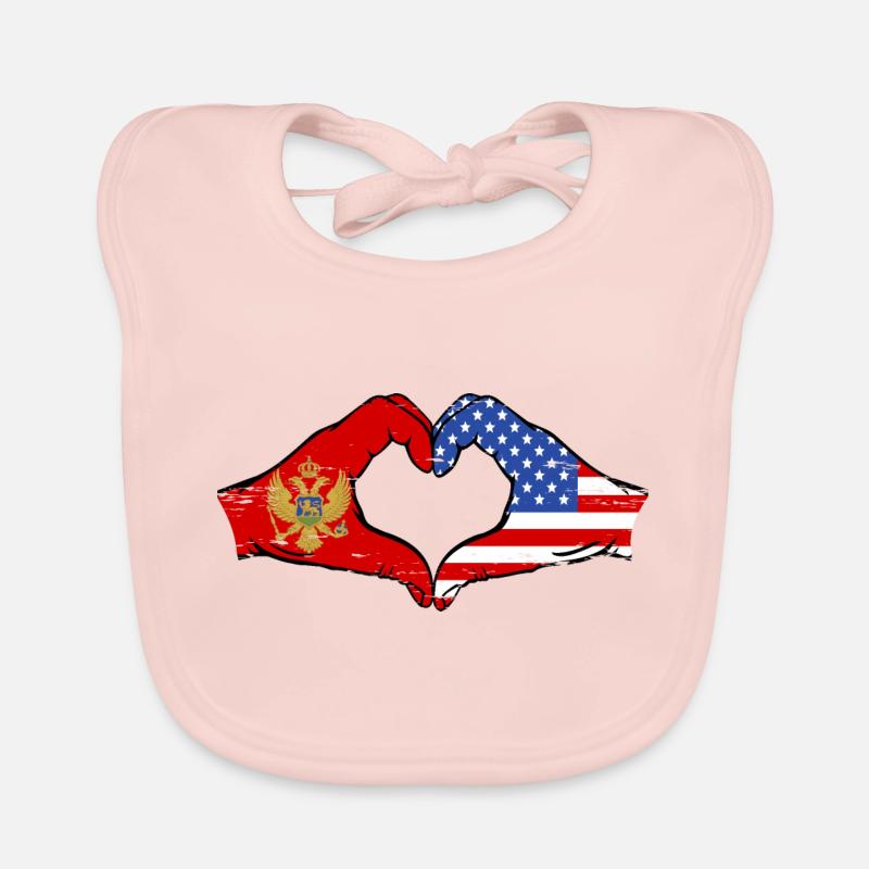 Monténégro Drapeau des États-Unis mains forme de coeur utilisé Bavoir bio Bébé