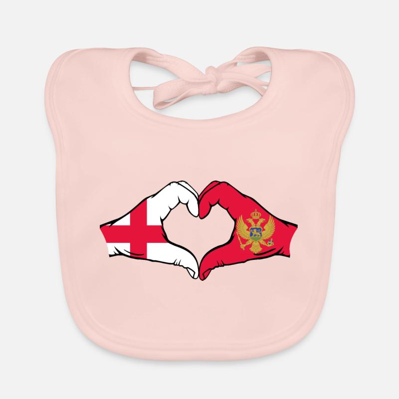 Angleterre Monténégro Drapeau Mains Coeur Forme Bavoir bio Bébé