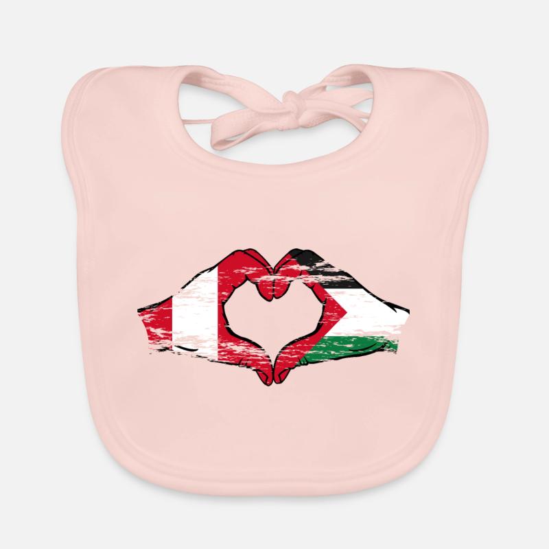 Peru Palestine heart shape with hands used Organic Baby Bibs