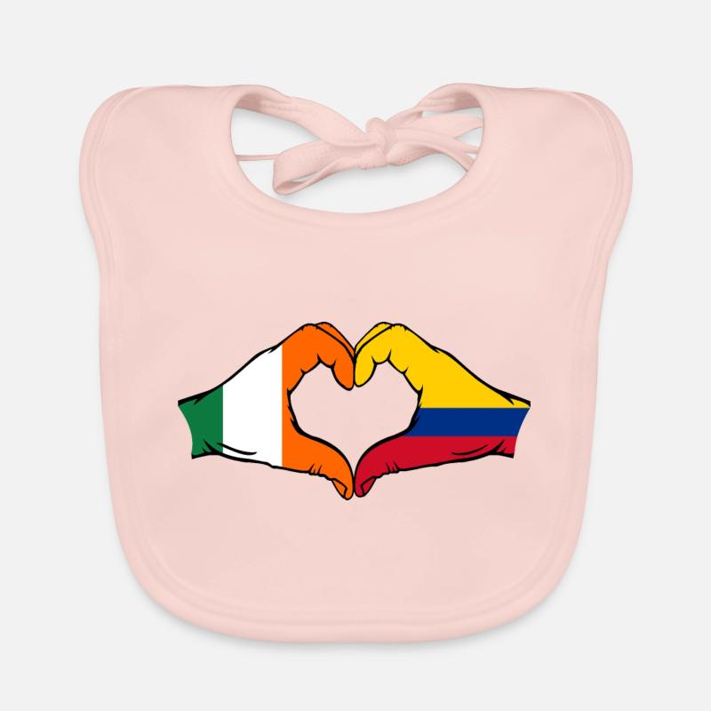 Irlande Colombie Drapeau Mains Coeur Forme Bavoir bio Bébé