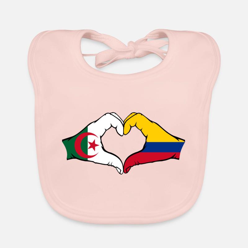 Algérie Colombie Drapeau Mains Coeur Forme Bavoir bio Bébé