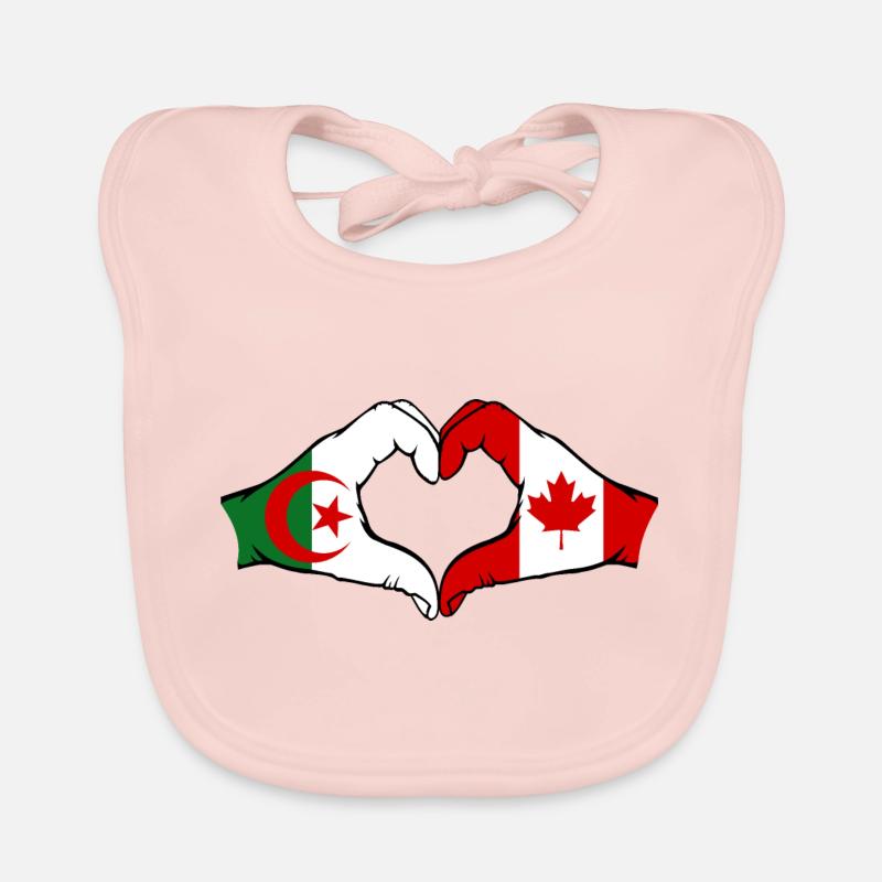 Algérie Canada Drapeau Mains Coeur Forme Bavoir bio Bébé