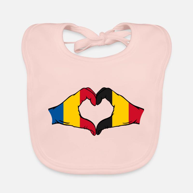 Romania Belgium hands heart shape Organic Baby Bibs