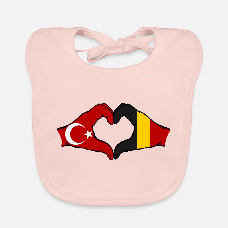Turkey Belgium Hands Heart Shape Organic Baby Bibs