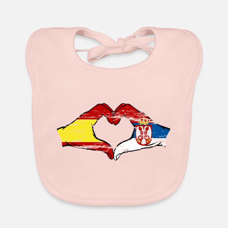 Espagne Serbie drapeau forme de coeur utilisé Bavoir bio Bébé