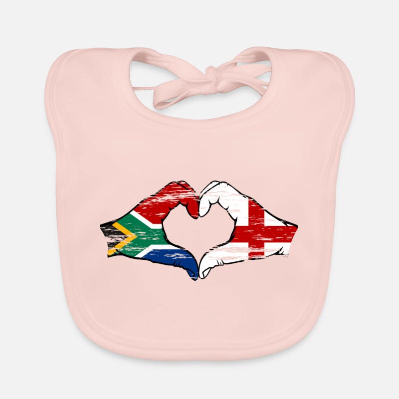 Afrique du Sud Angleterre drapeau mains forme de coeur utilisé Bavoir bio Bébé