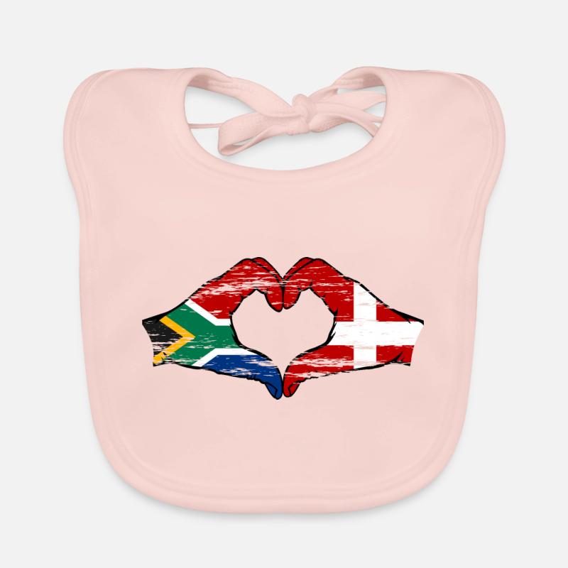 Afrique du Sud Danemark drapeau mains forme de coeur utilisé Bavoir bio Bébé
