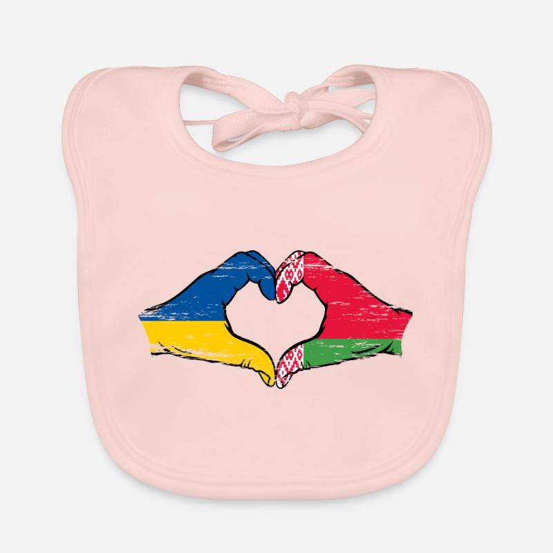 Ukraine Biélorussie drapeau mains coeur forme utilisé Bavoir bio Bébé