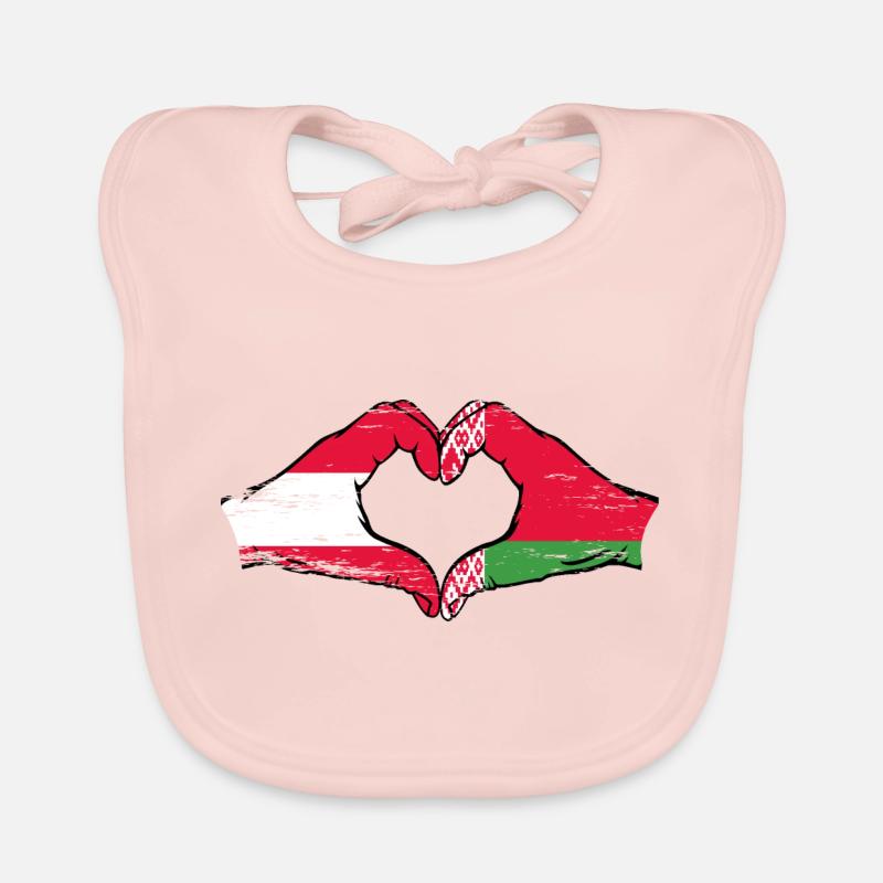 Autriche Biélorussie drapeau mains forme de coeur utilisé Bavoir bio Bébé