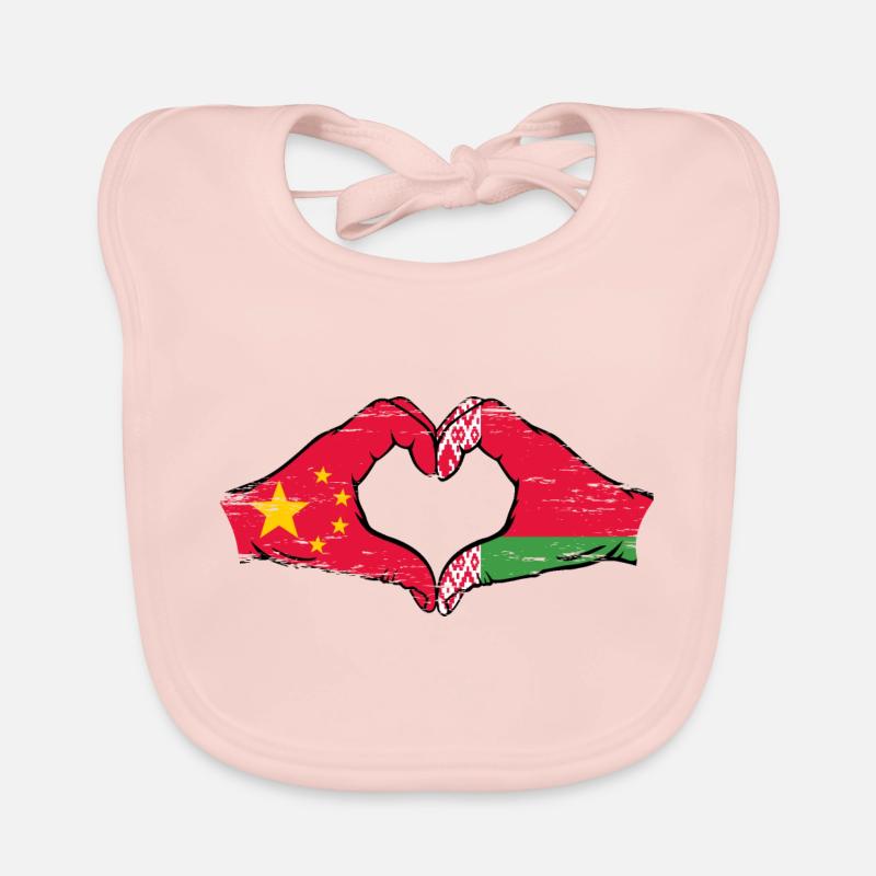 Chine Biélorussie drapeau mains forme de coeur utilisé Bavoir bio Bébé
