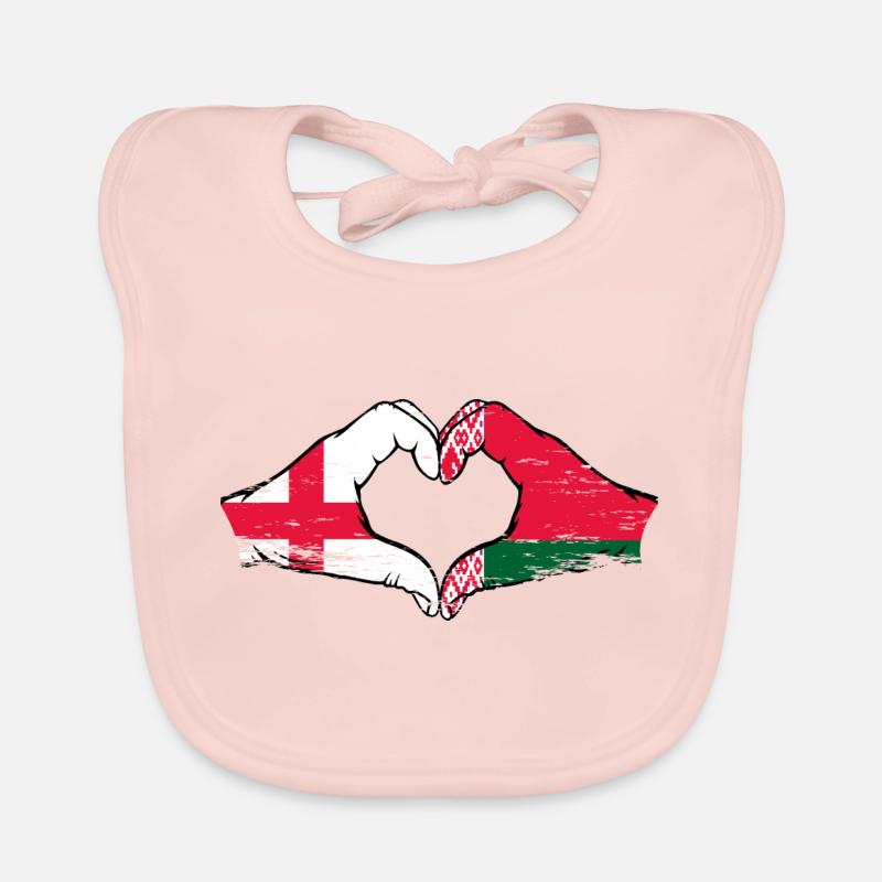 Angleterre Biélorussie drapeau mains forme coeur Bavoir bio Bébé