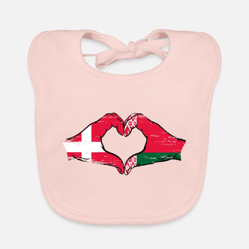 Danemark Biélorussie drapeau mains forme de coeur utilisé Bavoir bio Bébé