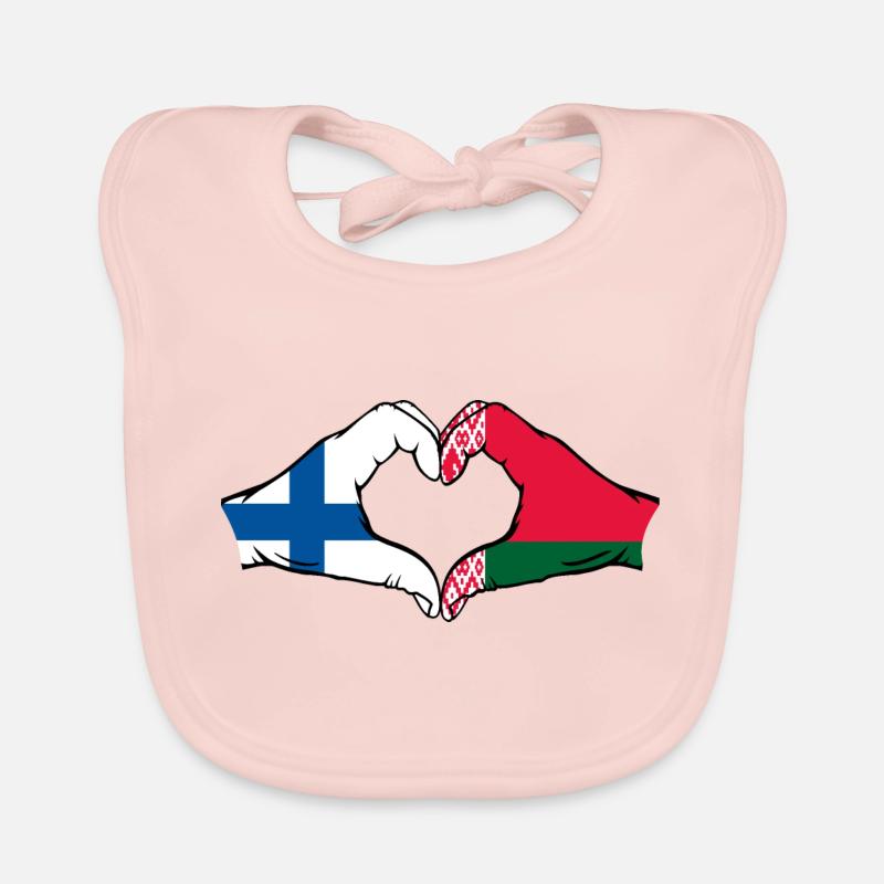 Finland Belarus Flag Hands Heart Shape Organic Baby Bibs