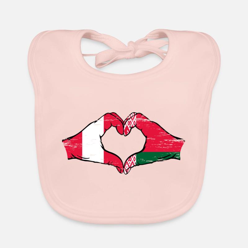 Pérou Biélorussie drapeau mains forme de coeur utilisé Bavoir bio Bébé