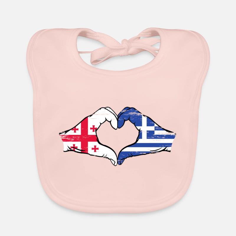 Géorgie Grèce Drapeau Mains Coeur Forme Utilisé Bavoir bio Bébé