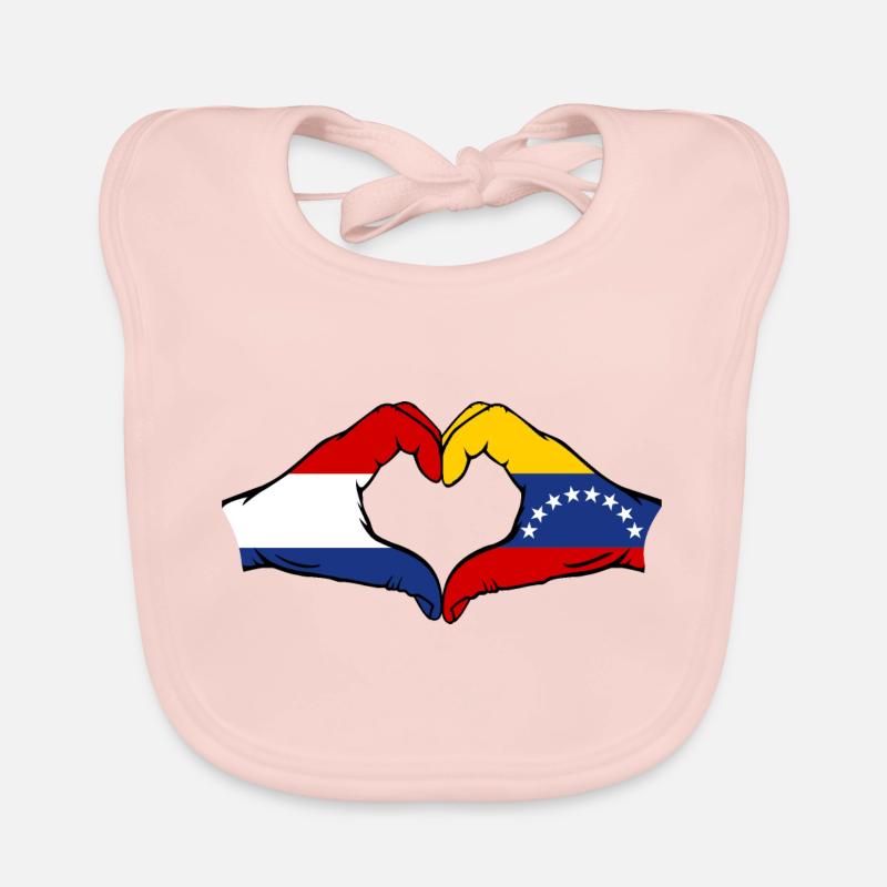 Drapeau Hollande Venezuela mains forme de coeur Bavoir bio Bébé