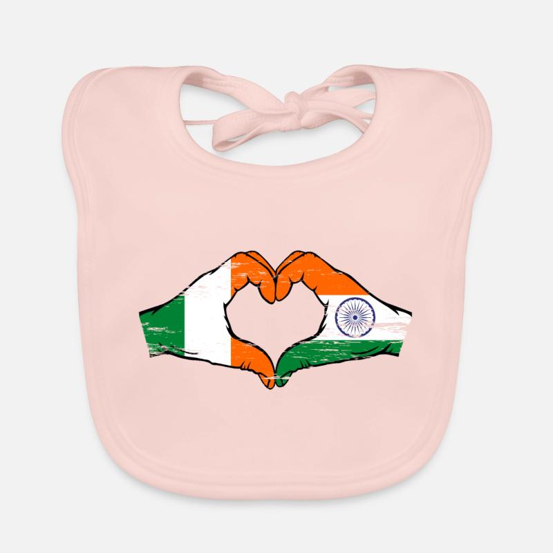 Irlande Inde Drapeau Mains Coeur Forme Utilisé Bavoir bio Bébé