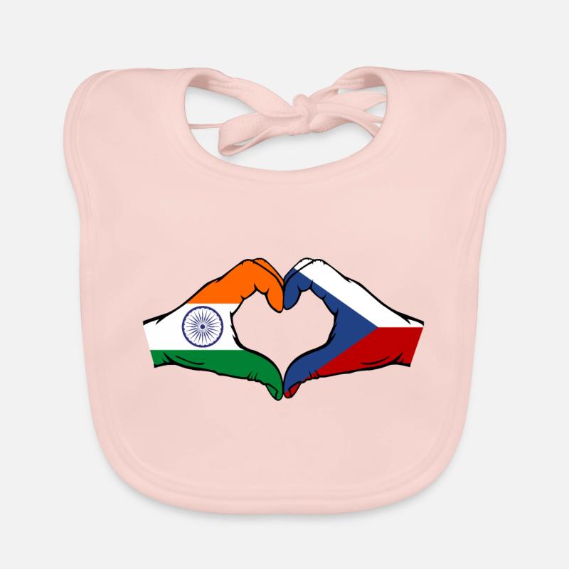 Inde République tchèque drapeau mains coeur forme Bavoir bio Bébé