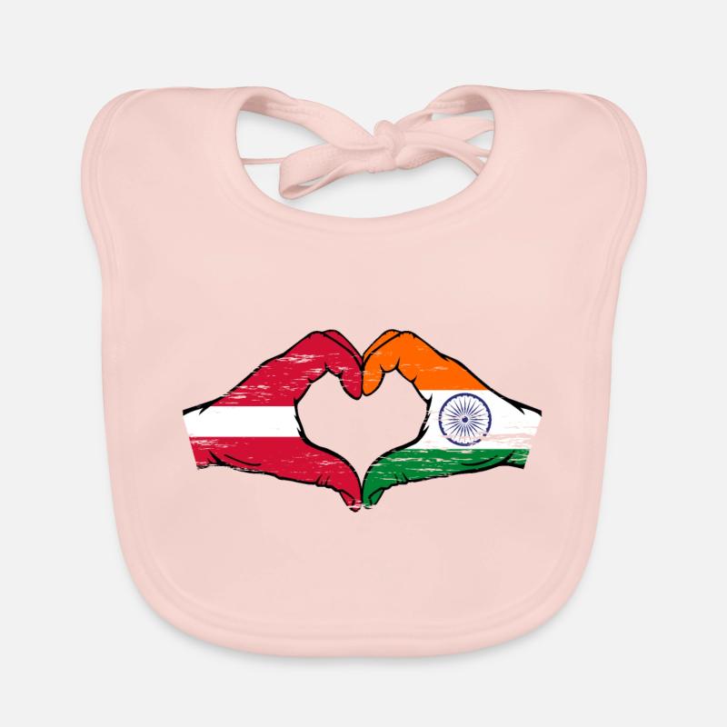 Lettlad Inde drapeau mains forme coeur utilisé Bavoir bio Bébé