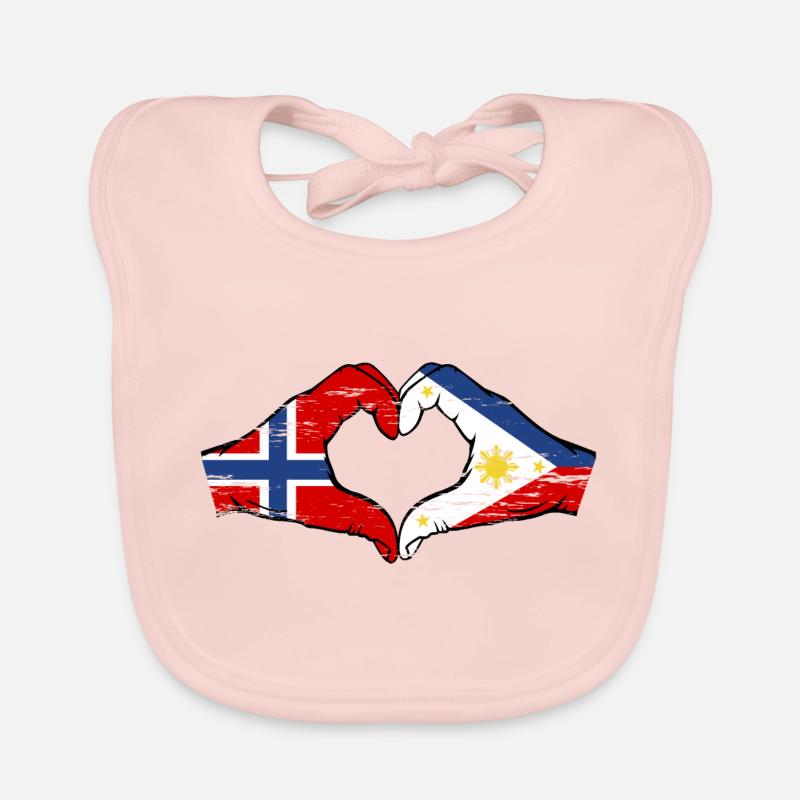 Norvège Philippines drapeau mains forme de coeur utilisé Bavoir bio Bébé