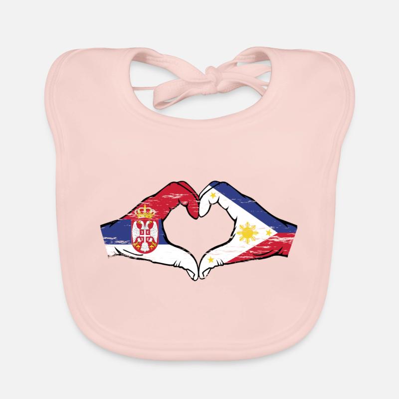 Serbie Philippines drapeau mains forme de coeur utilisé Bavoir bio Bébé
