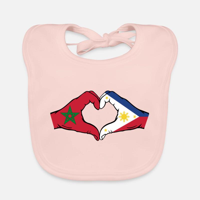 Maroc Philippines Drapeau Mains Coeur Forme Bavoir bio Bébé