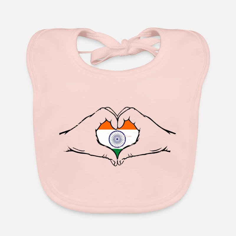 Drapeau de l’Inde Mains Coeur Forme Utilisé Bavoir bio Bébé