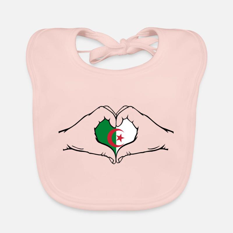 Drapeau de l’Algérie Mains Coeur Forme Bavoir bio Bébé