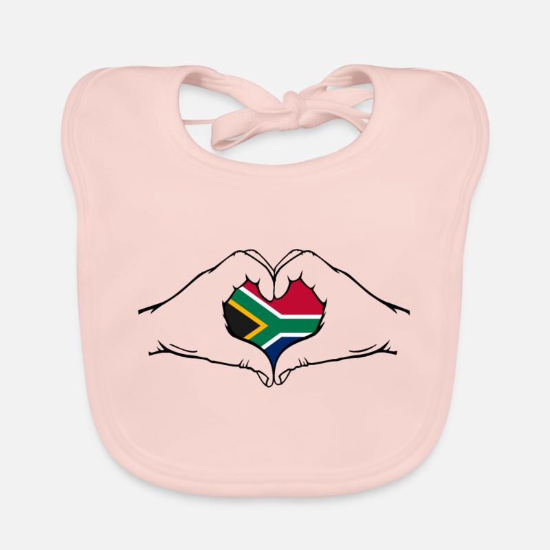 Drapeau de l’Afrique du Sud Mains Forme Coeur Bavoir bio Bébé