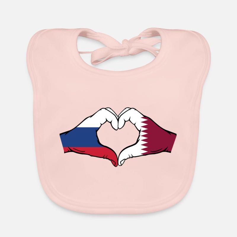 Russie Qatar drapeau mains coeur forme Bavoir bio Bébé