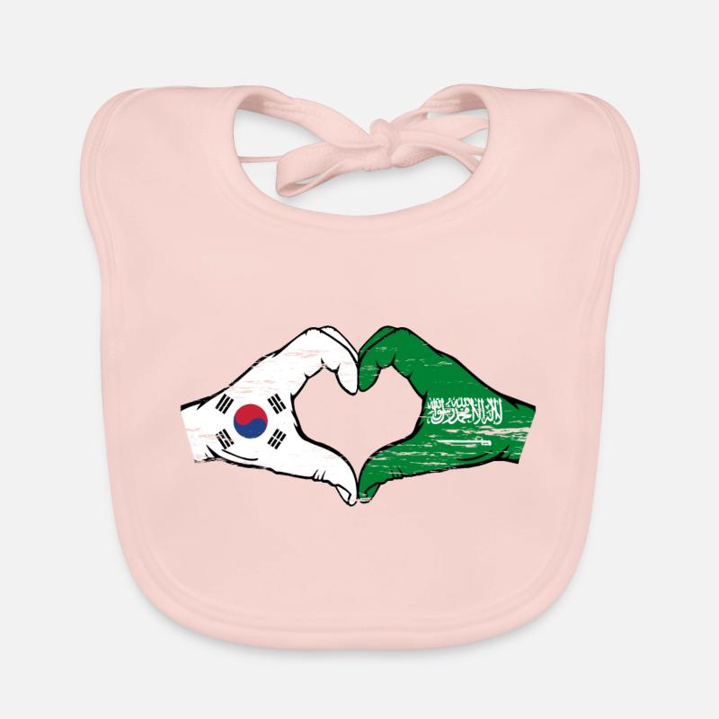 Corée du Sud Arabie Saoudite Drapeau Mains Coeur Forme Utilisé Bavoir bio Bébé