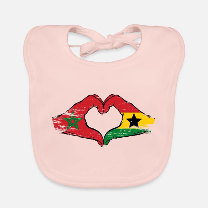 Morocco Ghana flag hands heart shape used Organic Baby Bibs
