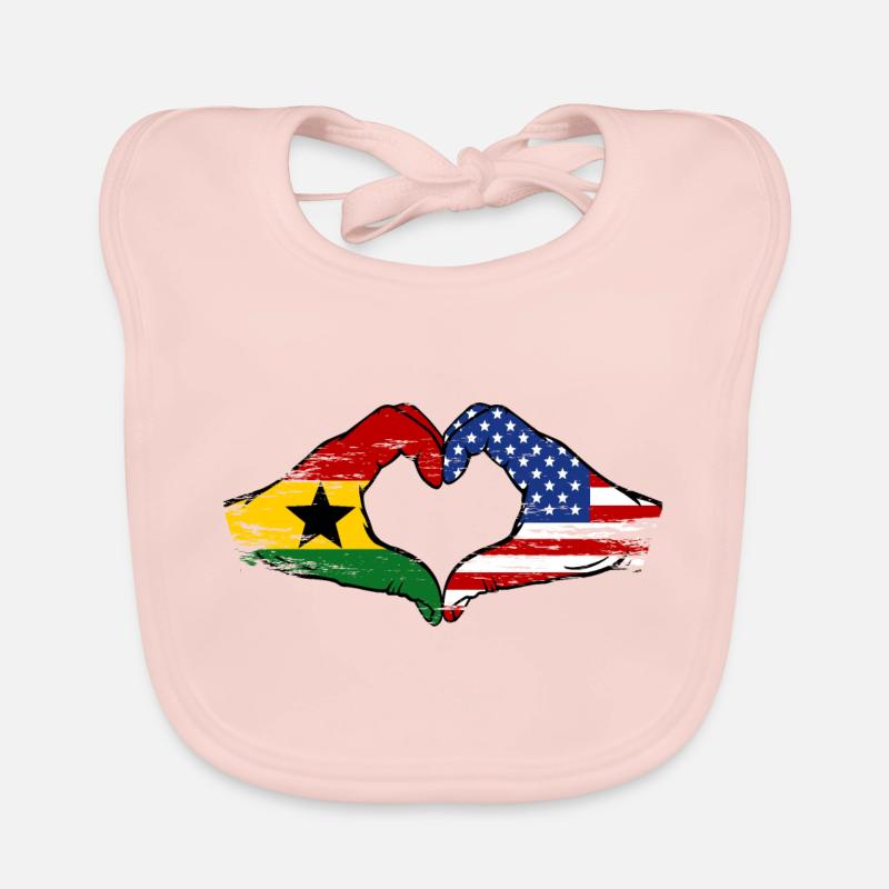 Ghana États-Unis drapeau mains forme de coeur utilisé Bavoir bio Bébé
