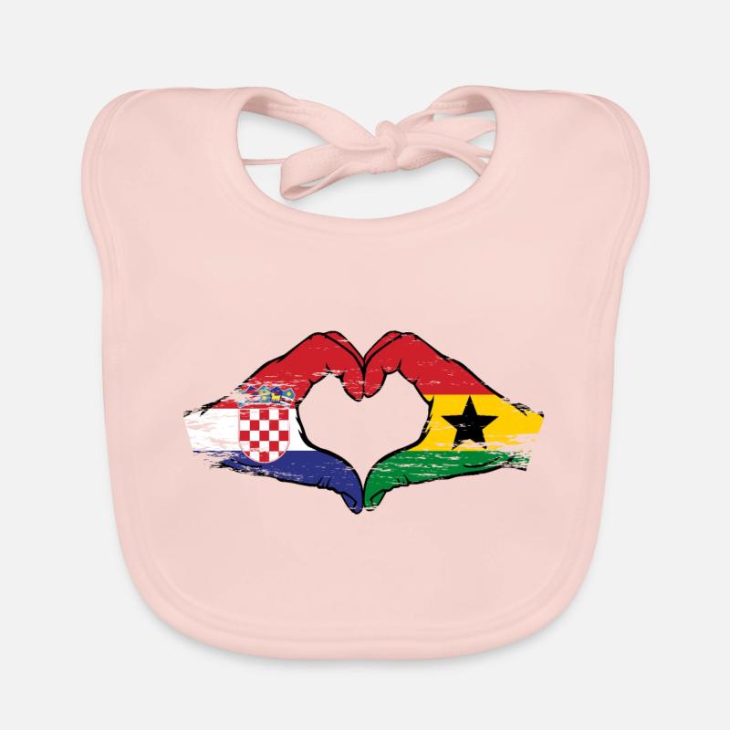 Croatia Ghana flag hands heart shape used Organic Baby Bibs