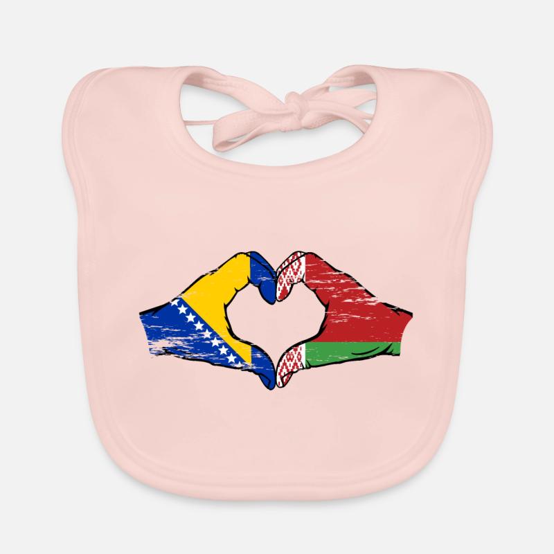 Bosnie Biélorussie drapeau mains forme de coeur utilisé Bavoir bio Bébé