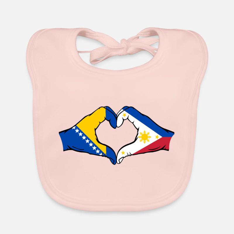 Bosnie Philippines Drapeau Mains Coeur Forme Bavoir bio Bébé