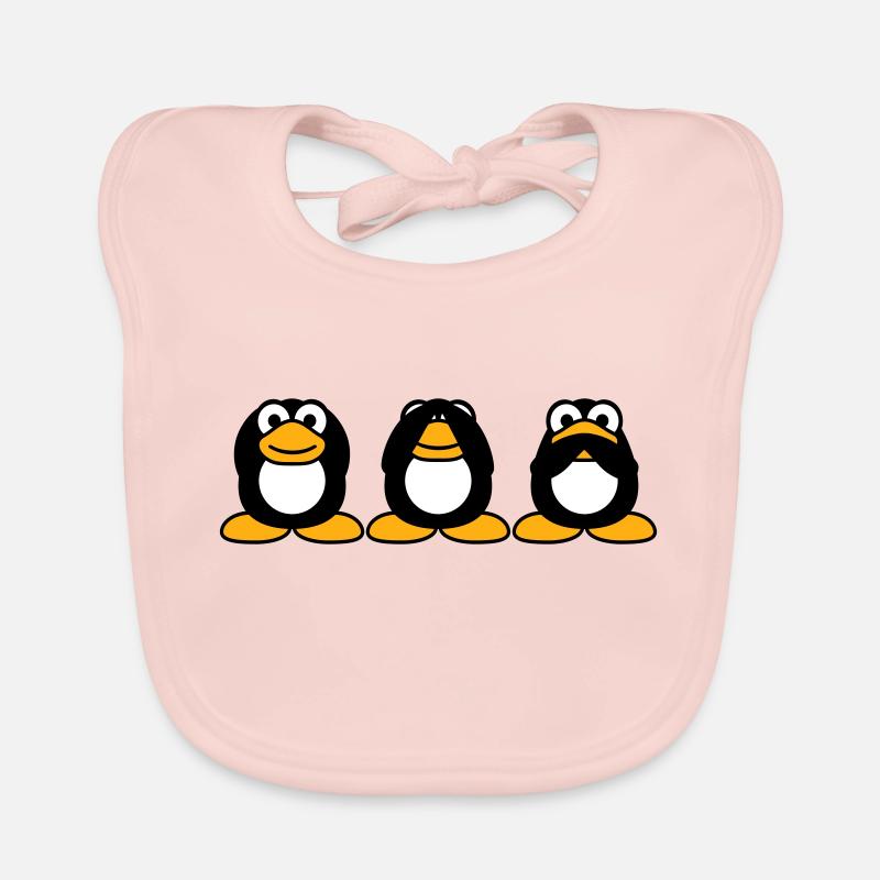 Three wise penguins don't hear anything say team Organic Baby Bibs