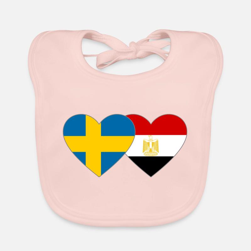 Suède Égypte Drapeau Mains Coeur Forme Bavoir bio Bébé